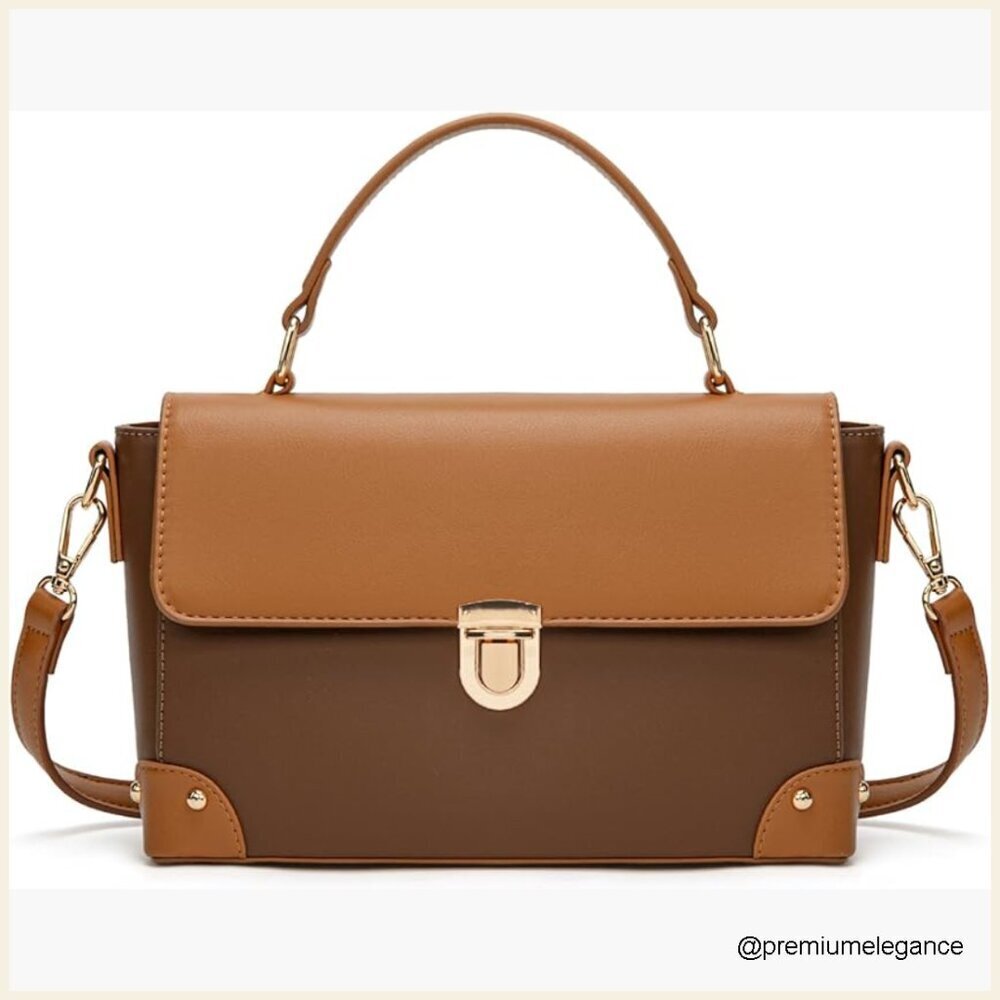 Small Square Crossbody Purse with Top Handle Adjustable Strap Retro Style
